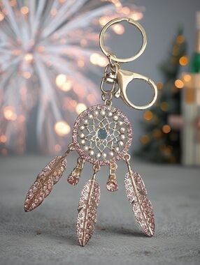 Rose Gold Dreamcatcher Key & Card Holder Charm